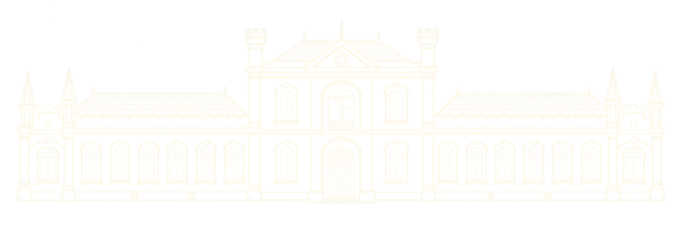 Ilustração em traços de uma construção histórica de Óbidos